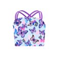 thumbnail image 1 of iEFiEL Girls Double Cross Shoulder Straps Swimming Crop Top Vest Butterfly Prints Tankini Tank Top Swimwear Purple 6, 1 of 5