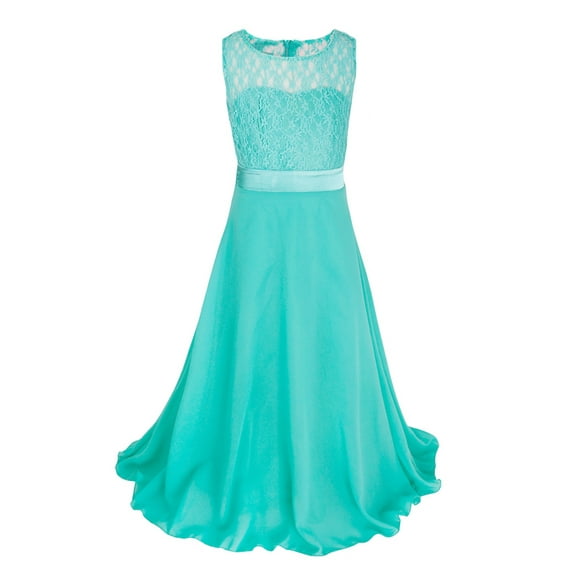 iEFiEL Girls Floral Lace Bodice Ball Gown Wedding Party Pageant Maxi Dress