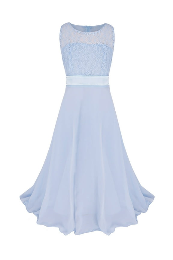 Girls Floral Lace Bodice Ball Gown Wedding Party Pageant Maxi Dress