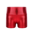 thumbnail image 1 of iEFiEL Girls High Waist Metallic Dance Shorts Gymnastics Workout Activewear Bottoms Red 6, 1 of 6
