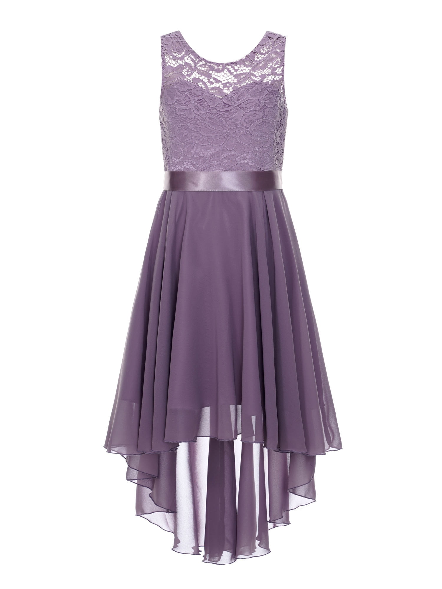 iEFiEL Girls Lace Floral Wedding Birthday Party Dress High Low Pendulum