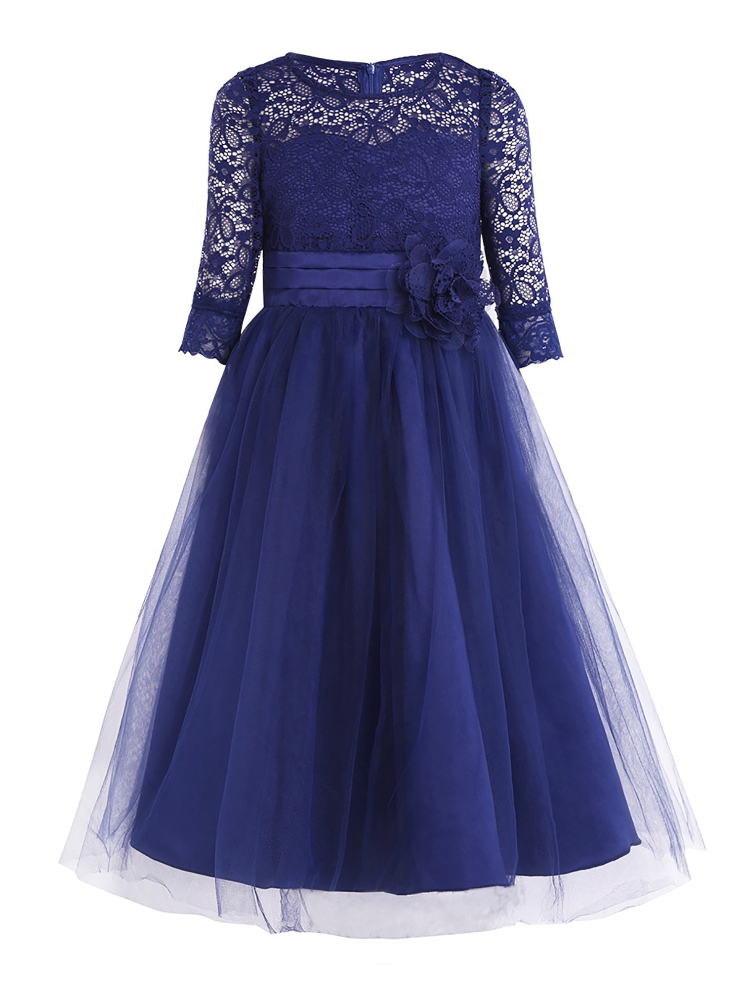 iEFiEL Girls Lace Mesh Flower Girl Dress Princess Pageant