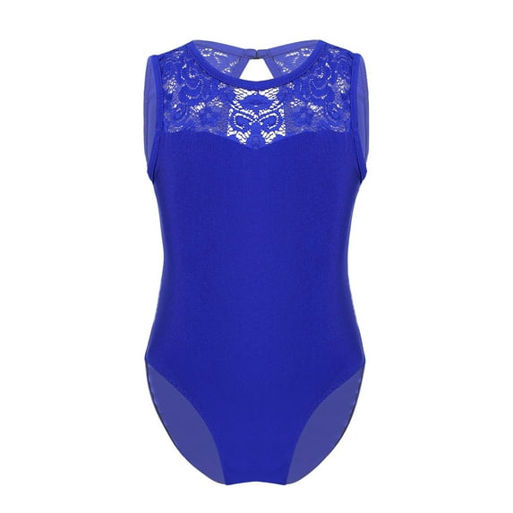iEFiEL Girls Lace Splice Ballet Dance Leotard Cutout Back Gymnastics Jumpsuit