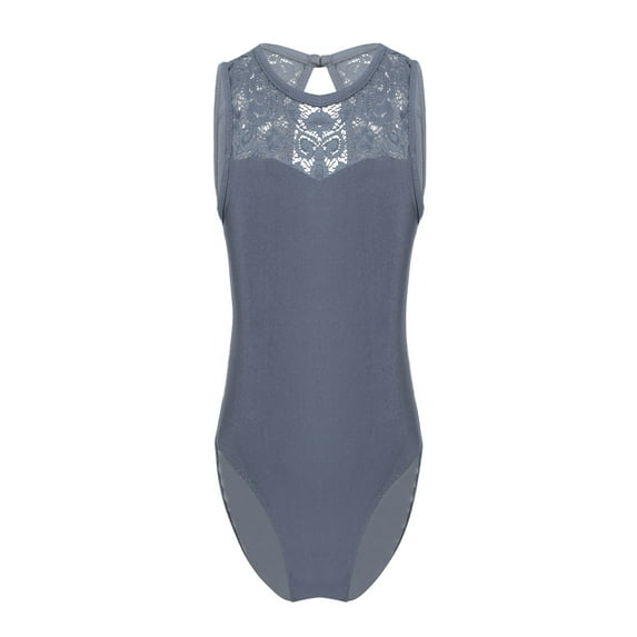 iEFiEL Girls Lace Splice Ballet Dance Leotard Cutout Back Gymnastics Jumpsuit