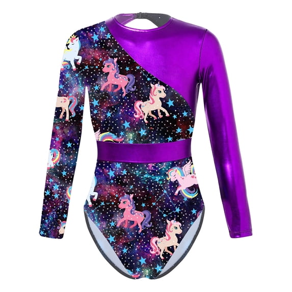 iEFiEL Girls Leopard Prints Ballet Dance Leotard Gymnastics Yoga Training Bodysuit Black&Rainbow 4