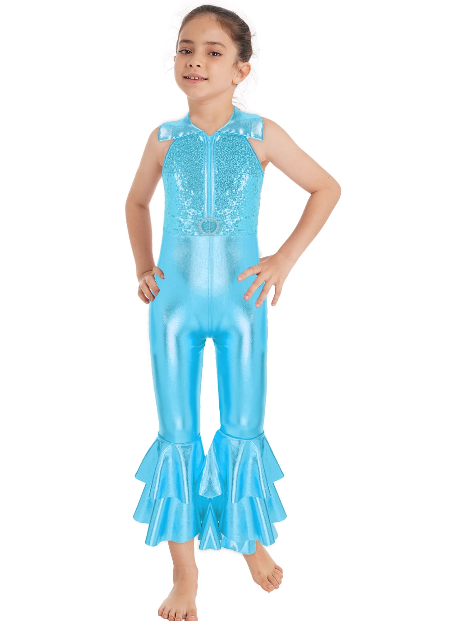 iEFiEL Girls Metallic Ballet Dance Unitard Gymnastics Performance ...