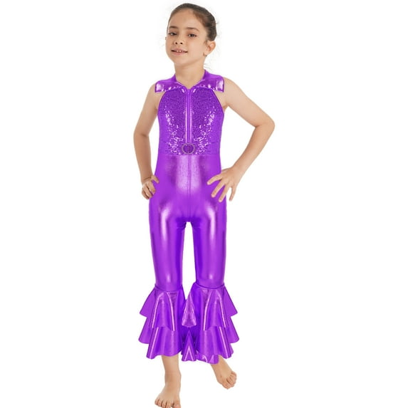 iEFiEL Girls Metallic Ballet Dance Unitard Gymnastics Performance Leotard