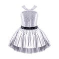 thumbnail image 1 of iEFiEL Girls Metallic Sequins Tutu Dress Dancewear Ballet Performance Skirted Leotard Silver 14, 1 of 7