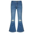 thumbnail image 1 of iEFiEL Girls Mid Waist Bell Bottom Jeans School Wear Casual Flared Denim Pants Blue-B 16, 1 of 7