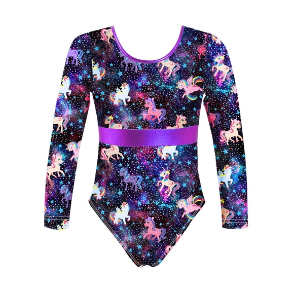 iEFiEL Girls One-piece Cartoon Print Swimsuit Long Sleeves Open Back Jumpsuit Bathing Suit