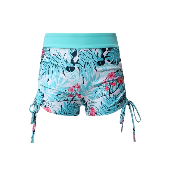 iEFiEL Girls Print Swim Shorts Side Drawstring Boyshorts Tankini Bottoms for Beach Pool Swimming Mint Green 10