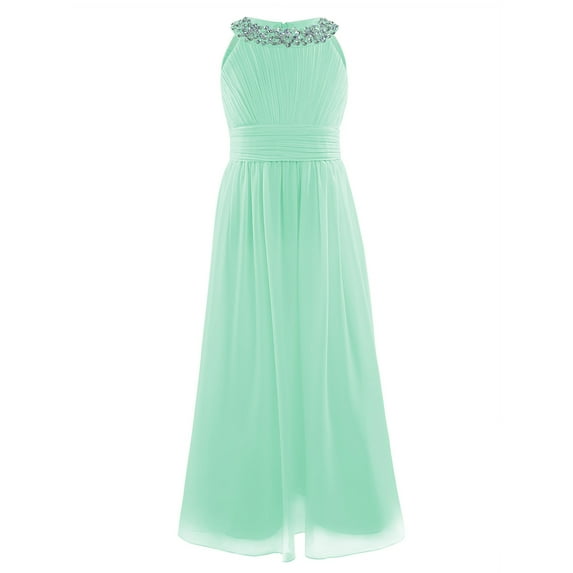 iEFiEL Girls Rhinestone Accent Wedding Bridesmaid Pageant Birthday Party Dress Mint Green 4