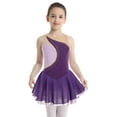thumbnail image 1 of iEFiEL Girls Rhinestone Ballet Leotard Mesh Splice Gymnastic Bodysuit Dancewear Purple 12, 1 of 7