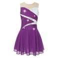 thumbnail image 1 of iEFiEL Girls Rhinestone Ballet Leotard Mesh Splice Gymnastic Bodysuit Dancewear Purple-A 10, 1 of 7