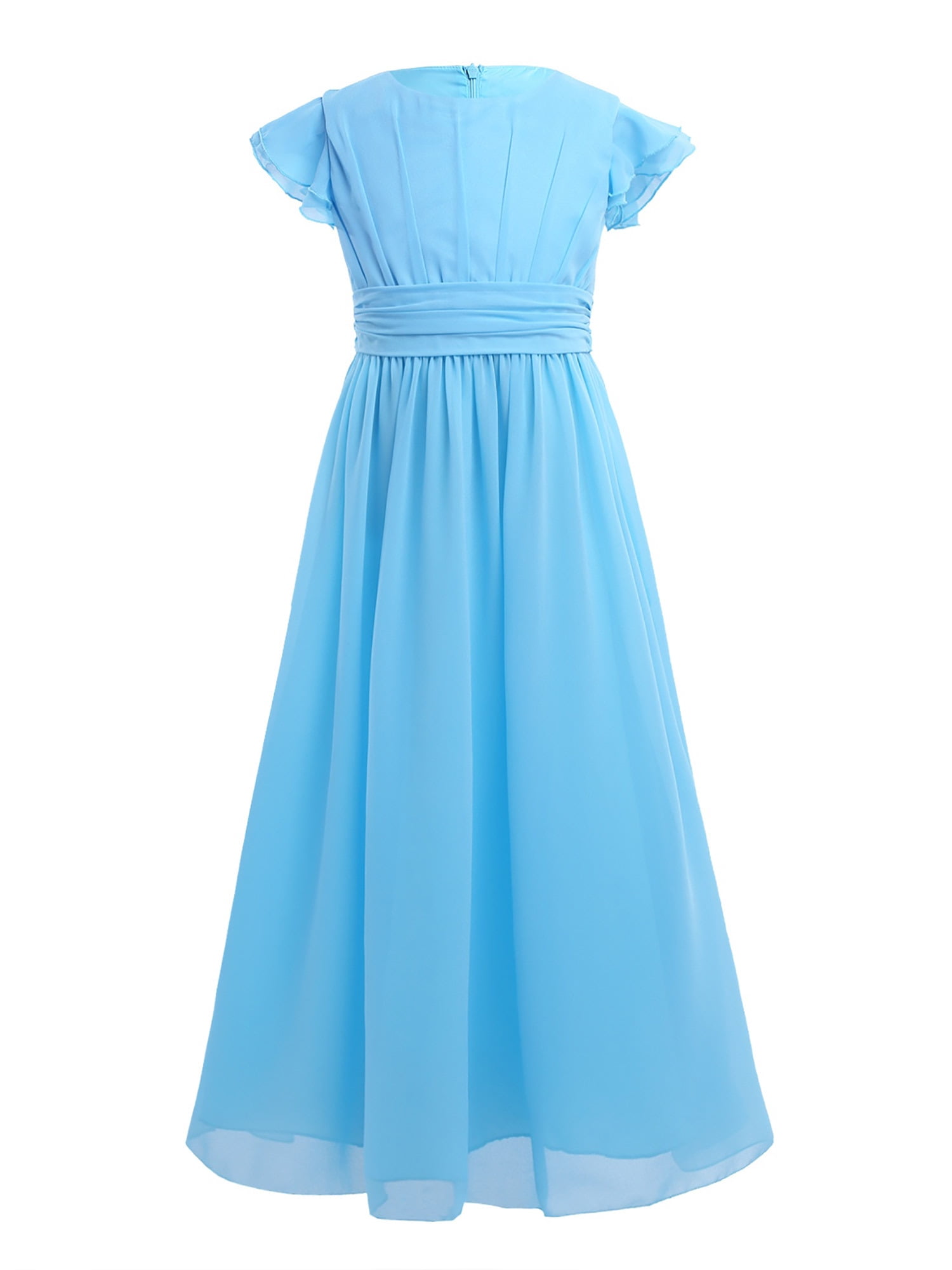 iEFiEL Girls Ruffles Bridesmaid Prom Gown Party Long Flower Girl Dress