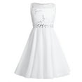 thumbnail image 1 of iEFiEL Girls Sequined Lace Chiffon Flower Girl Dress 2 Layers Wedding Birthday Party Dress Ivory 12, 1 of 7