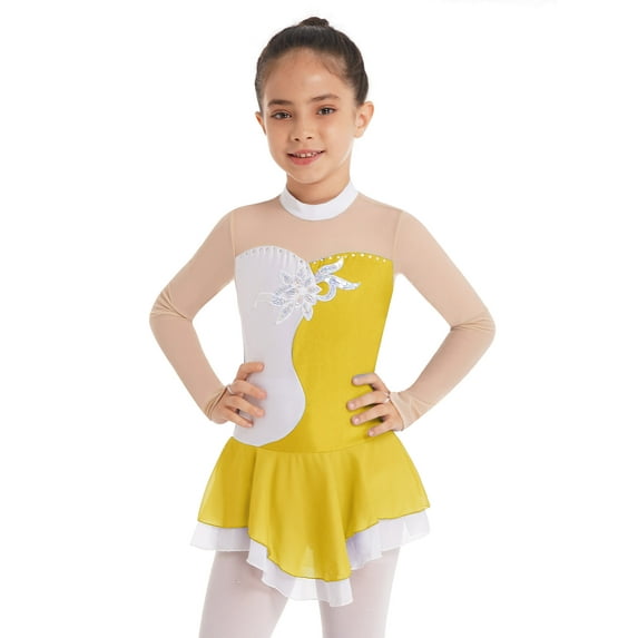 iEFiEL Girls Shiny Sequins Gymnastics Dance Leotard Ballerina Performance Costume