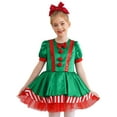 thumbnail image 1 of iEFiEL Girls Short Sleeve Tutu Dance Dress Figure Skating Stage Performance Christmas Elf Dress Red 4, 1 of 7