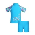 thumbnail image 1 of iEFiEL Girls Short Sleeves Rash Guard and Shorts 2pc Set Swimsuit Sky Blue 5-6, 1 of 7