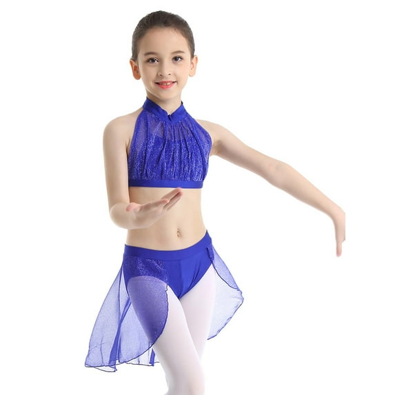 iEFiEL Girls Sleeveless Crop Top with Bottoms Set for Celebration of Spirit Praise Lyrical Dance