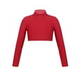 thumbnail image 1 of iEFiEL Girls Solid Color Long Sleeves Crop Top for Dancing Stage Performance Workout Red 12, 1 of 7