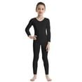 thumbnail image 1 of iEFiEL Girls Spandex Scoop Or Turtleneck Neckline Footless Unitard Full Body Unitard Catsuit Black M, 1 of 8