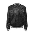thumbnail image 1 of iEFiEL Girls Sparkle Bomber Flight Jacket Shiny Sequins Zipper Hip Hop Jazz Dance Performance Coat Tops Black 6, 1 of 6