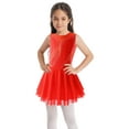 thumbnail image 1 of iEFiEL Girls Sparkle Rhinestone Figure Ice Skating Leotard Youth Dance Dress Juniors Gymnastics Skirted Leotard A Red 12, 1 of 7