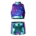 thumbnail image 1 of iEFiEL Girls Sparkly Sequins Ballet Dance Outfit Gymnastics Crop Top with Shorts Set Dancewear for Jazz Hip Hop Dance Purple Fish Scales 6, 1 of 7