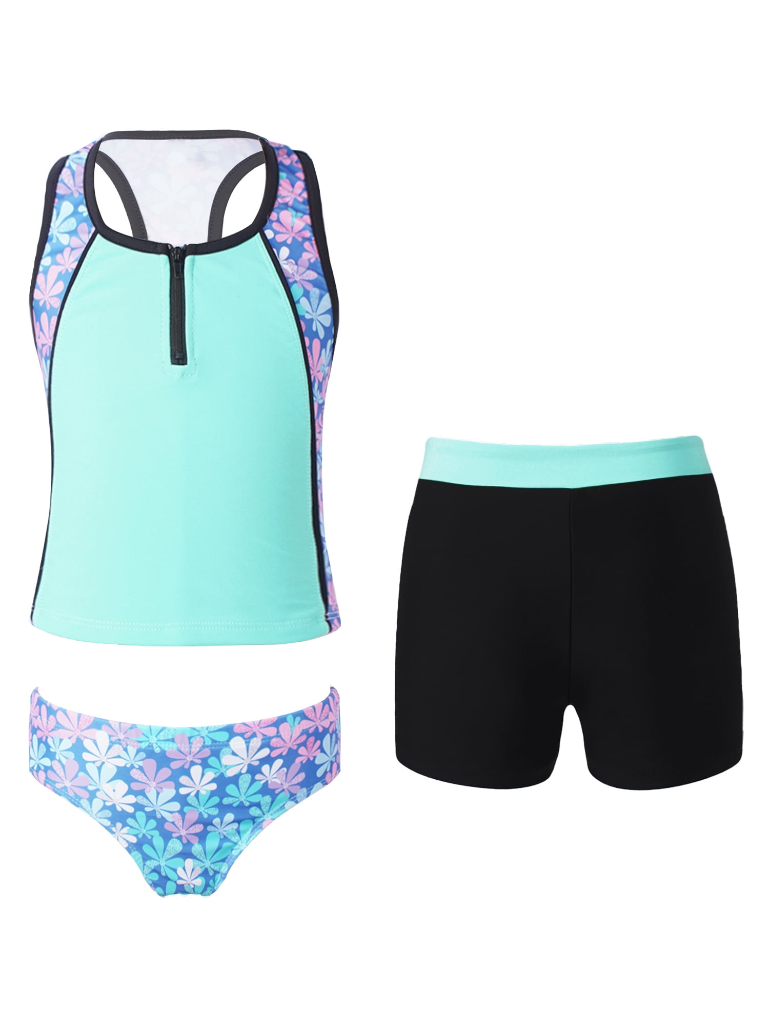 iEFiEL Girls Stripped Bathing Suit Tankini Set Tweens ThreePiece