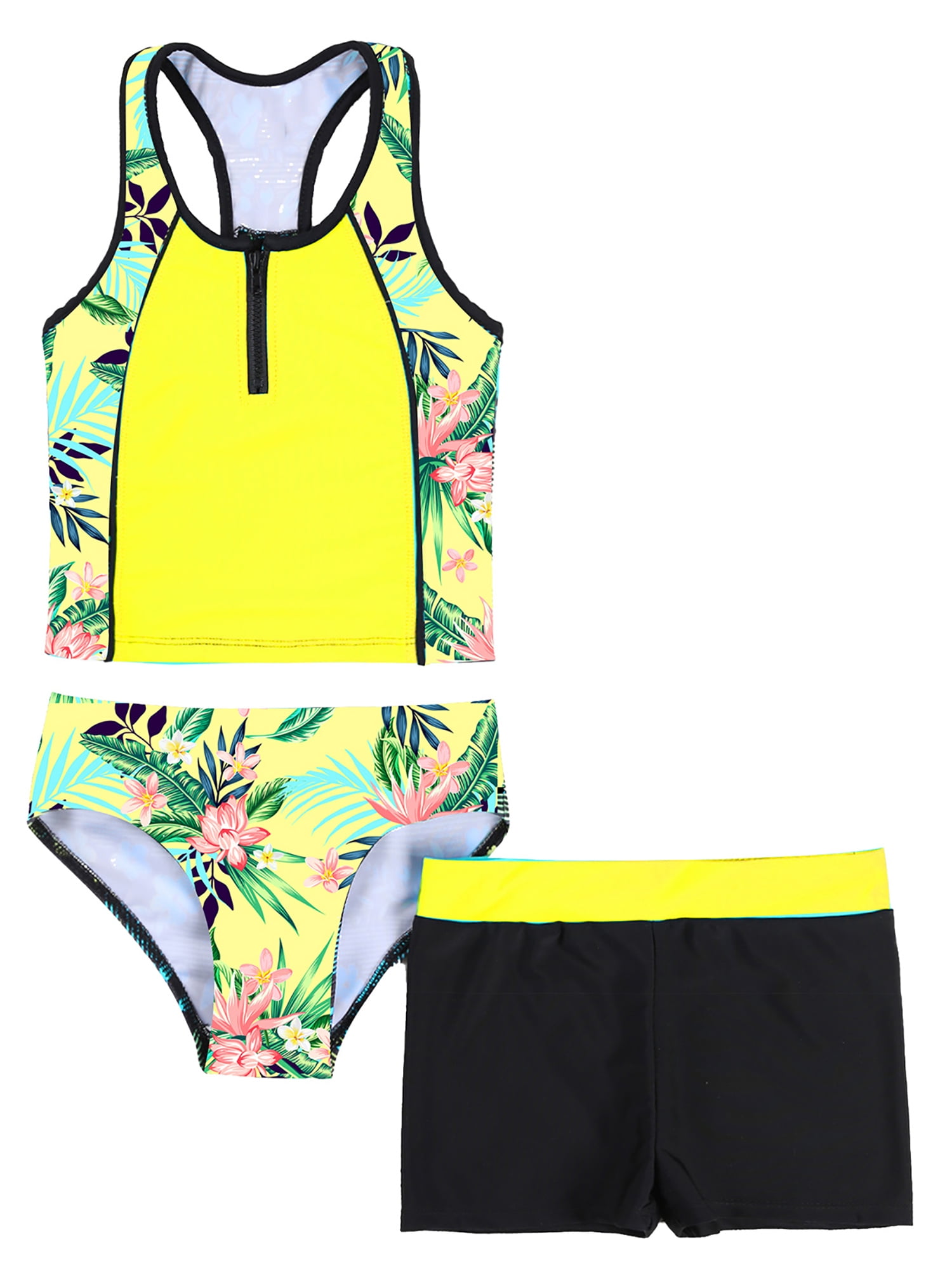 iEFiEL Girls Stripped Bathing Suit Tankini Set Tweens ThreePiece