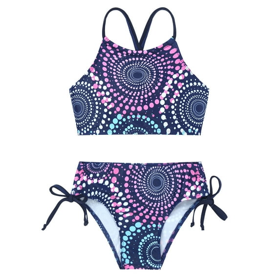 iEFiEL Girls Summer Swimwear Beach Sport Halter Tankini Swimsuit Bathing Suit Blue 12