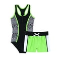 thumbnail image 1 of iEFiEL Girls Two Piece Swimsuit Sleeveless Jumpsuit and Elastic Waist Boy Shorts Set Bathing Suit Swimwear,Sizes 4-16 Fluorescent Green 4, 1 of 7