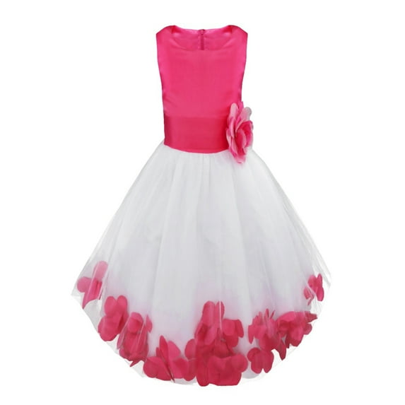 iEFiEL Girls Wedding Birthday Party Flower Dress Bowknot Tulle Princess Dress