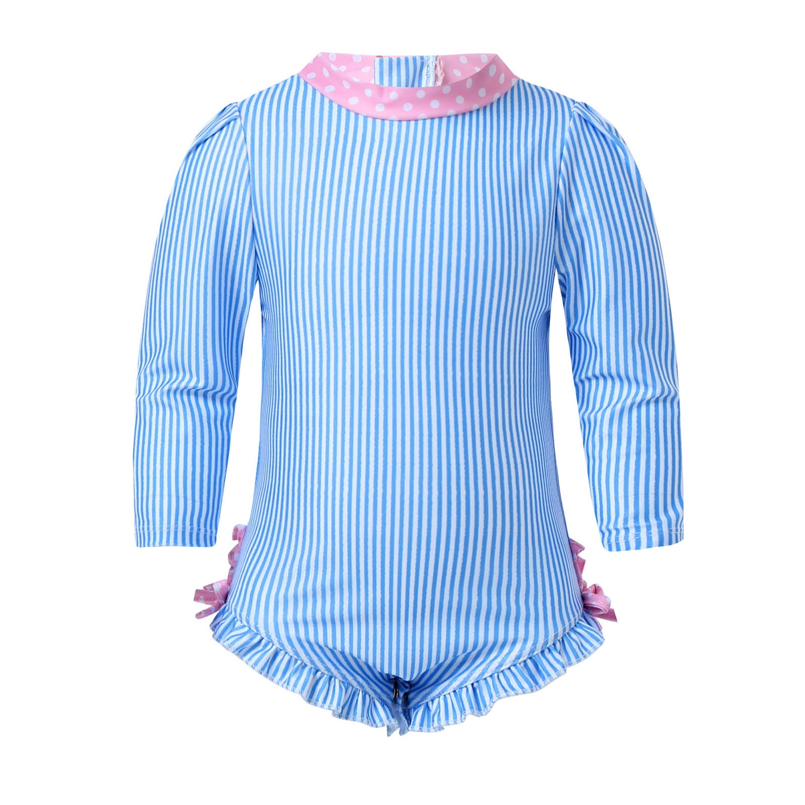 iEFiEL Infant Baby Girls Onepiece Swimsuit Long Sleeves Floral Printed Ruffled Bathing Suit