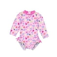 thumbnail image 1 of iEFiEL Infant Baby Girls One-piece Swimsuit Long Sleeves Floral Printed Ruffled Bathing Suit Rash Guard, 1 of 5