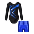 thumbnail image 1 of iEFiEL Kid Girls Dance Leotard with Shorts Gymnastics Ballet Suit Long Sleeve Fitness Workout Outfit Royal Blue 6, 1 of 7
