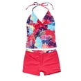 thumbnail image 1 of iEFiEL Kids Big Girls Tankini Swimsuit 2pcs Stripes Printed Swimwear Halter Tankini Bathing Suit Set Size 8-16, 1 of 2