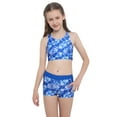 thumbnail image 1 of iEFiEL Kids Big Little Girls Floral Pattern Printed Swimwear Two Piece Tankini Set Bathing Suit Blue&Purple 10, 1 of 7