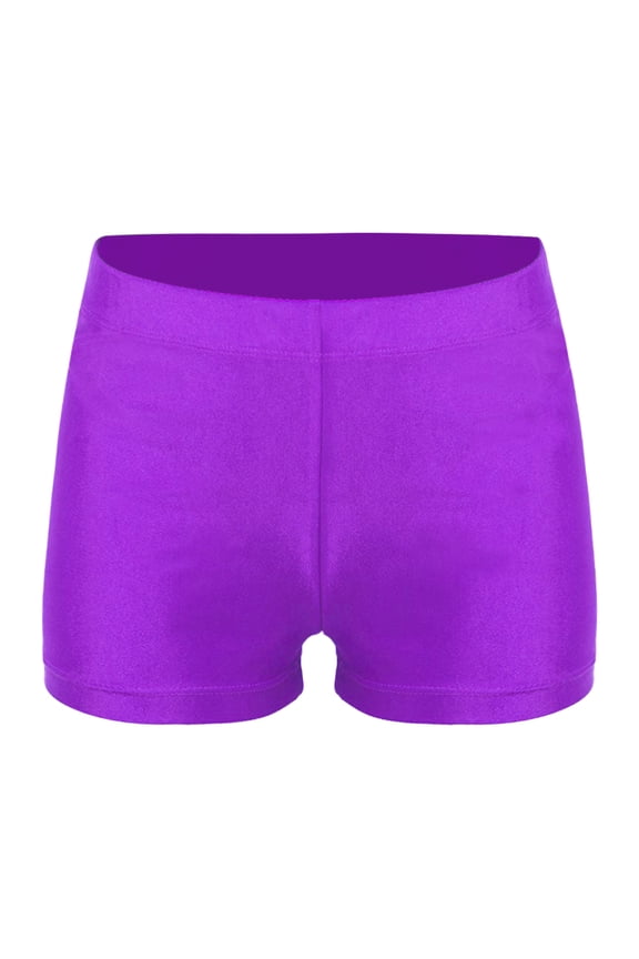 Kids Boys Gymnastics Shorts Gymnastics Training Competition Biker Shorts Purple 16