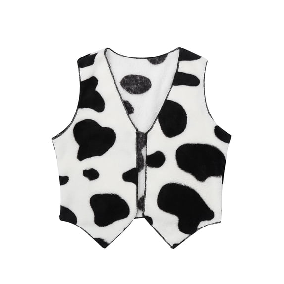 iEFiEL Kids Boys Halloween Cowboy Fancy Dress Costume Cow Printed Vest Waistcoat Black&White 12