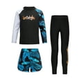 thumbnail image 1 of iEFiEL Kids Boys Rash Guard Set UPF 50+ Swimming Outfit Plants Print 3-piece Bathing Suit Beachwear Black 4-5, 1 of 7
