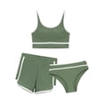 thumbnail image 1 of iEFiEL Kids Girls 3-Piece Swimsuit Tankini with Swim Bottoms Children Bikinis Set Bathing Suit Army Green 10-11, 1 of 5