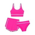 thumbnail image 1 of iEFiEL Kids Girls 3-Piece Swimsuit Tankini with Swim Bottoms Children Bikinis Set Bathing Suit Hot Pink 11-12, 1 of 5