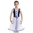 thumbnail image 1 of iEFiEL Kids Girls Ballerina Short Sleeve Lace Up Ballet Dance Tutu Dress Velvet Gymnastic Modern Navy Blue L, 1 of 7