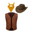 thumbnail image 1 of iEFiEL Kids Girls Boys Western Cowboy Fancy Dress Up with Suede Tassel Vest Jacket Hat Bandanna Outfit Yellow 16, 1 of 5