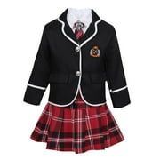 iEFiEL Kids Girls British Style School Uniform Anime Costume Suit Black 7-8