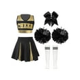 thumbnail image 1 of iEFiEL Kids Girls Cheer leader Uniform Halloween Dress Up High School Sleeveless Crop Top with Pleated Skirt Outfit A White&Black 10, 1 of 7