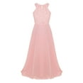 thumbnail image 1 of iEFiEL Kids Girls Chiffon Floral Lace Flower Girl Dress High-waist Wedding Birthday Party Dress, 1 of 7