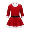 thumbnail image 1 of iEFiEL Kids Girls Christmas Miss Santa Costume Velvet Figure Skating Dance Leotard Dress, 1 of 7